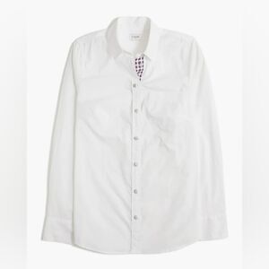 J. Crew Tartan Placket Jeweled Button Up Cotton Poplin Shirt Signature Fit NWT